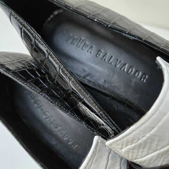 Freda Salvador NEW Rock Mid Heel Loafer Crocodile Emboss Leather Shoes Women 7.5 - Picture 7 of 13